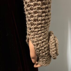 Crochet Fingerless Gloves with Floral Accent